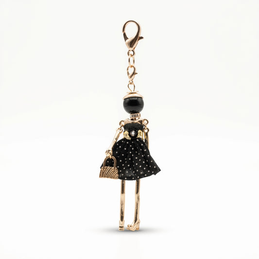 Bijou Doll Purse Charm | Gold Black White Dots