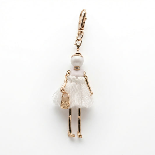 Bijou Doll Purse Charm | Gold White Hula