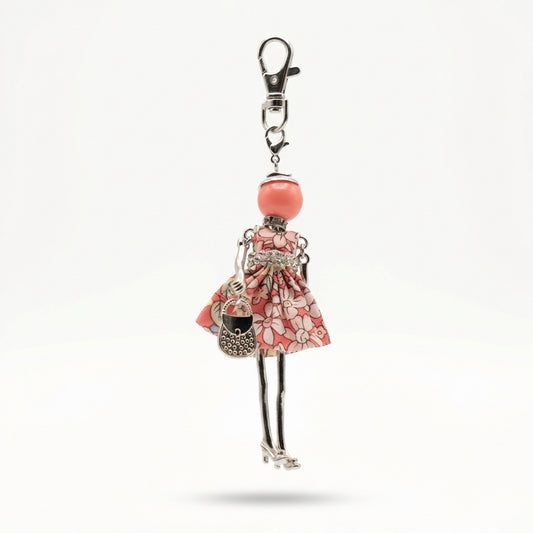 Bijou Doll Purse Charm | Silver Coral Floral