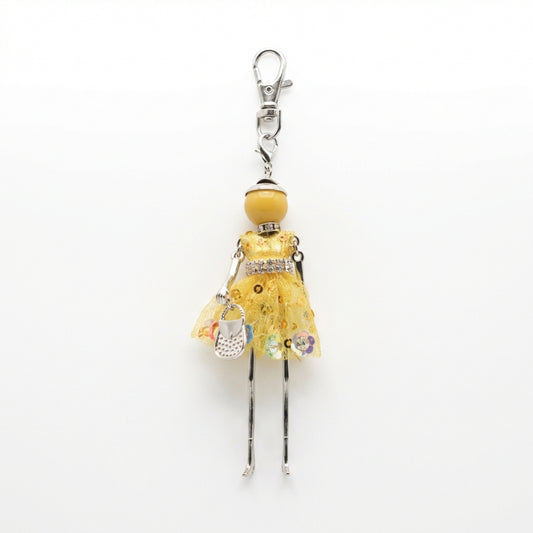 Bijou Doll Purse Charm | Silver Dark Yellow Sequins