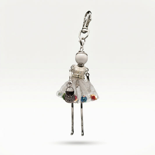 Bijou Doll Purse Charm | Silver Grey Sequins