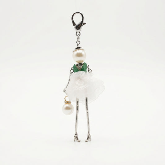 Bijou Doll Purse Charm | Silver White Lace