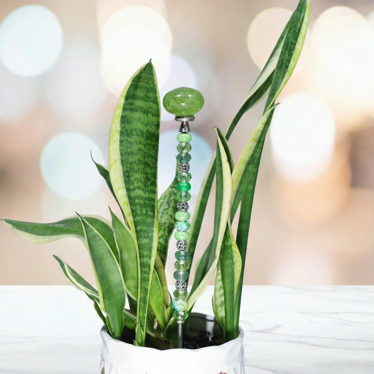Fairy Garden Suncatcher Stakes | Bubble Glass Oval Green