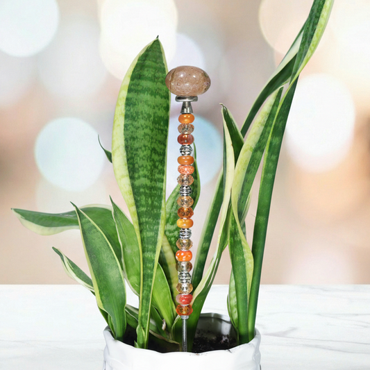 Fairy Garden Suncatcher Stakes | Bubble Glass Oval Orange