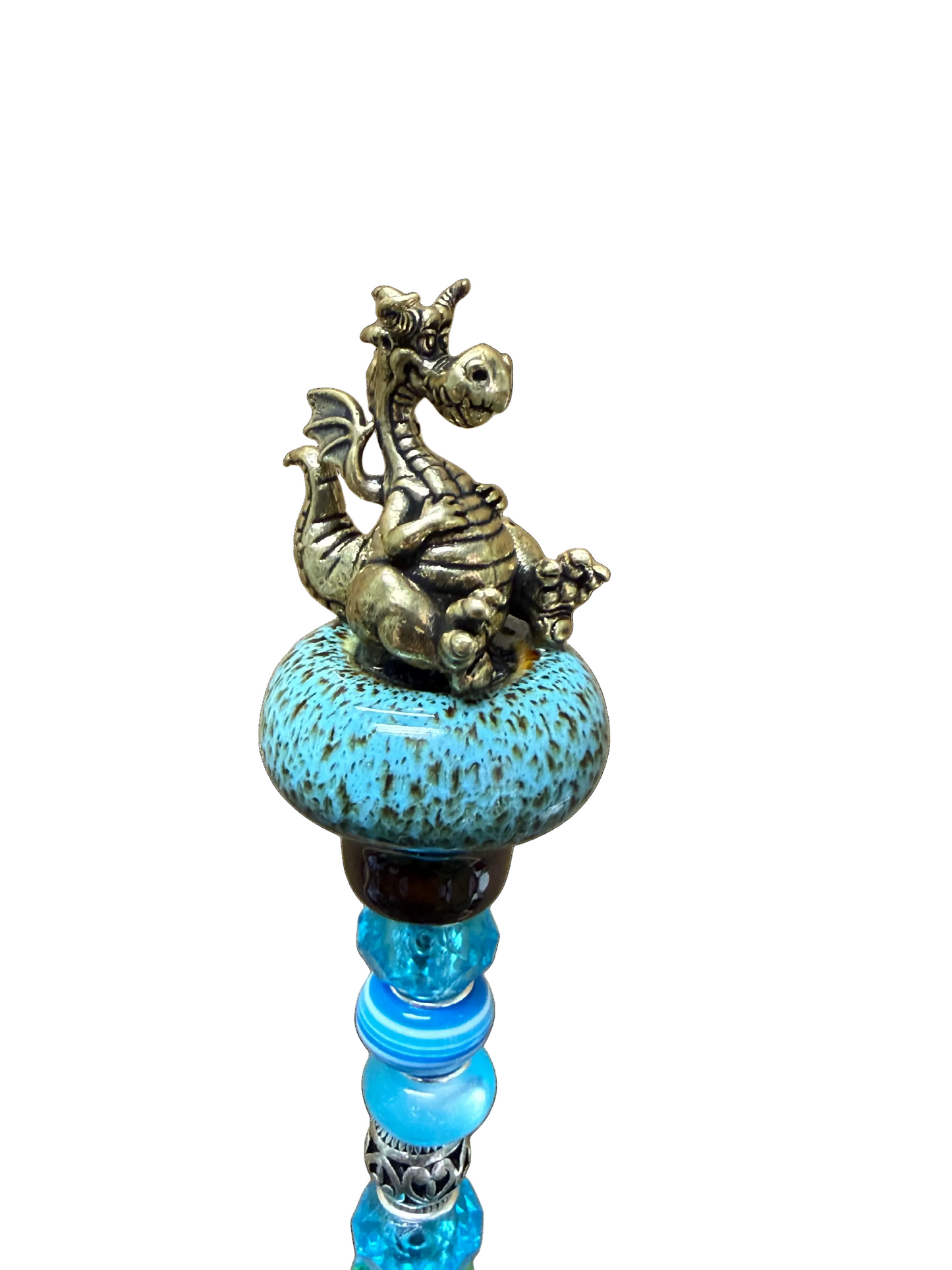 Fairy Garden Suncatcher Stakes | Ceramic Dragon Chubby Blue