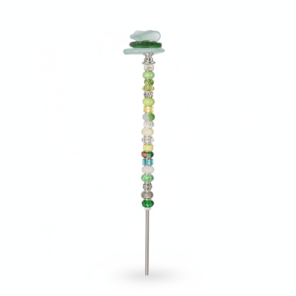 Fairy Garden Suncatcher Stakes | Beach Glass Stacked Green