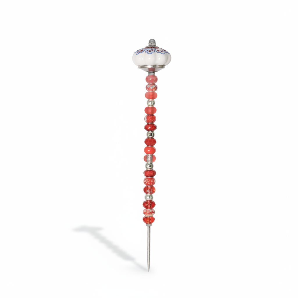 Fairy Garden Suncatcher Stakes | Ceramic Fluted Red White