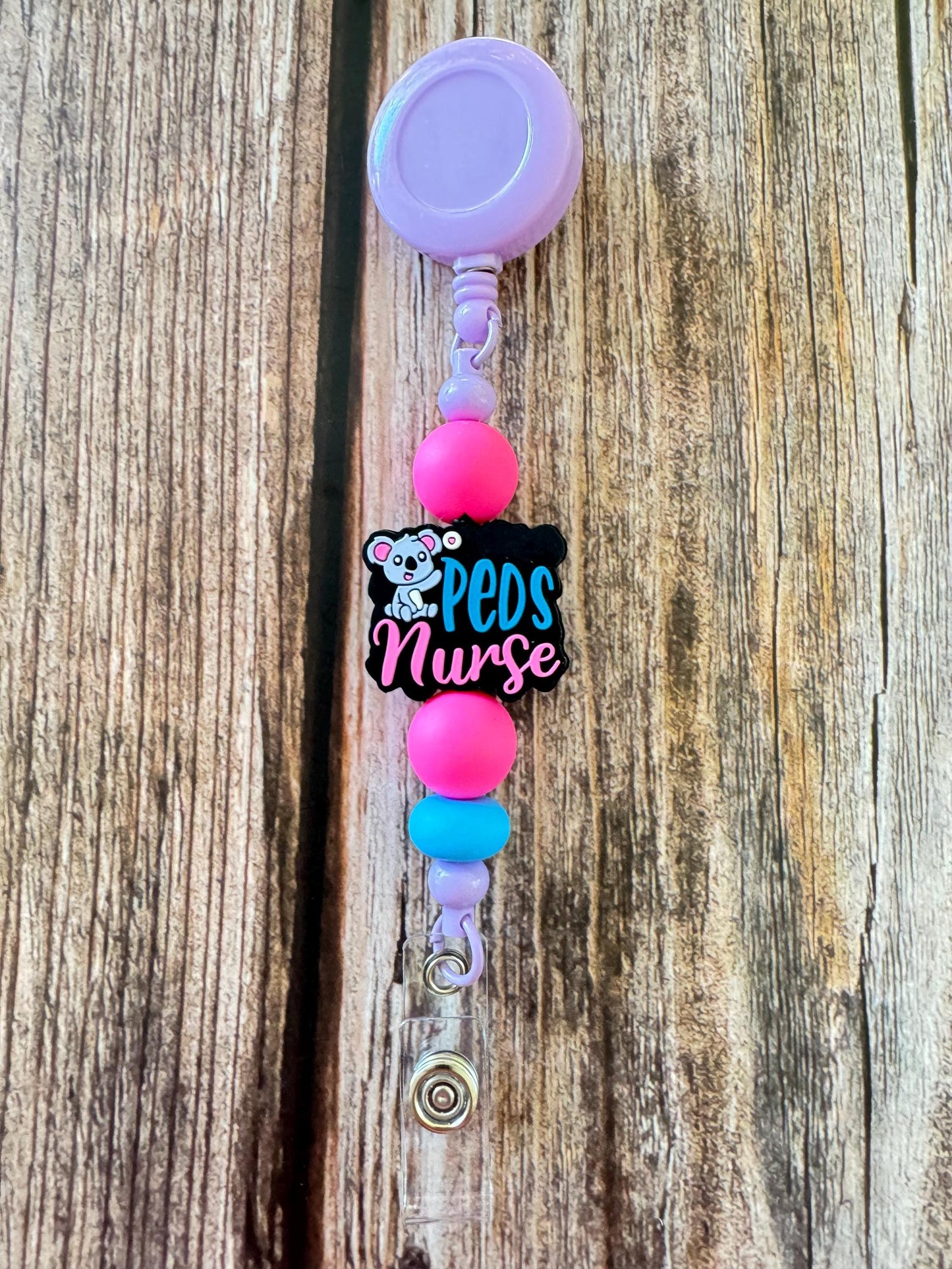 Silicone Bead Badge Reel: Pediatric Nurse Gift