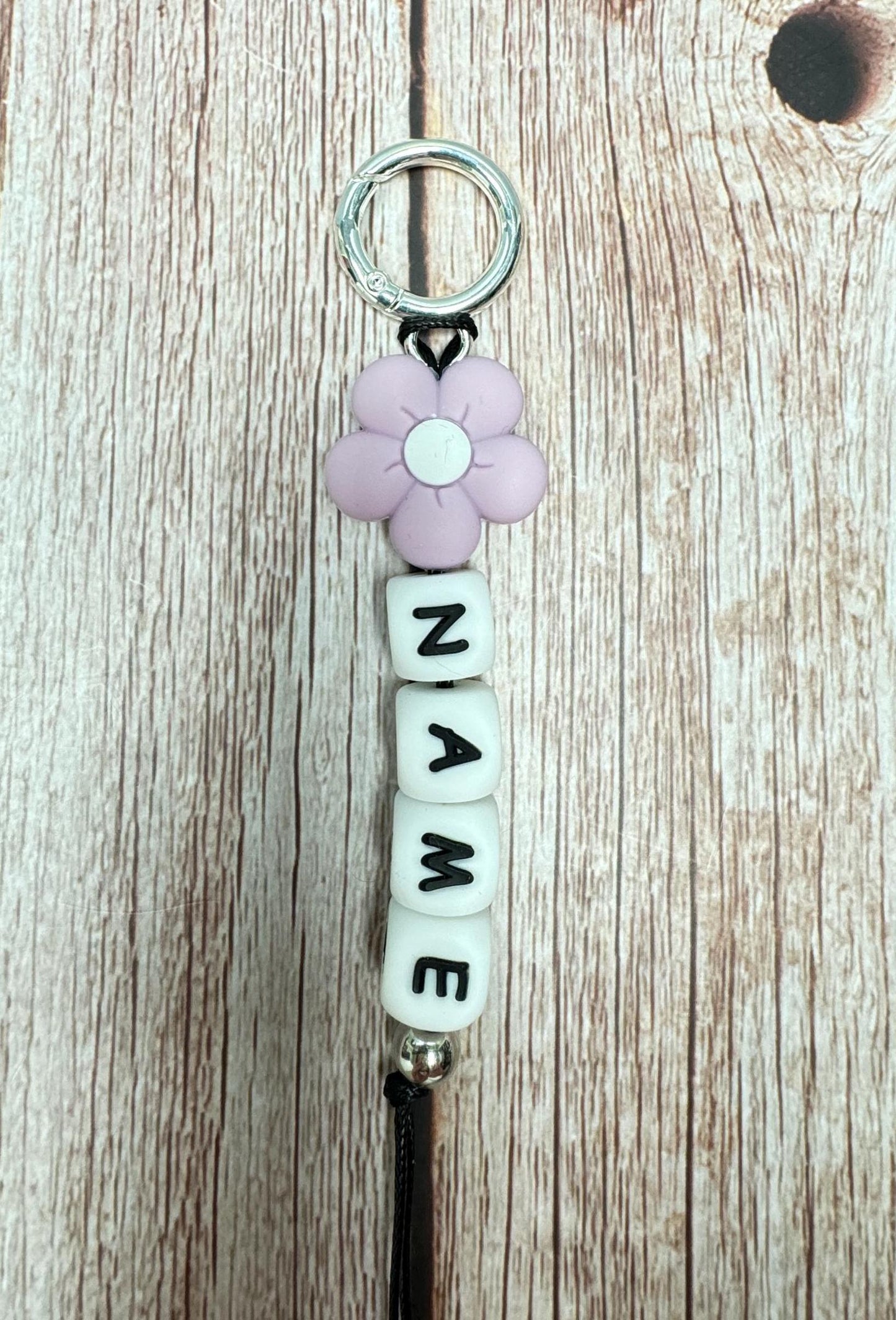 Custom Name Keychain | Personalized Beaded Key Ring with Daisy Focal | Bag Charm & Gift Idea