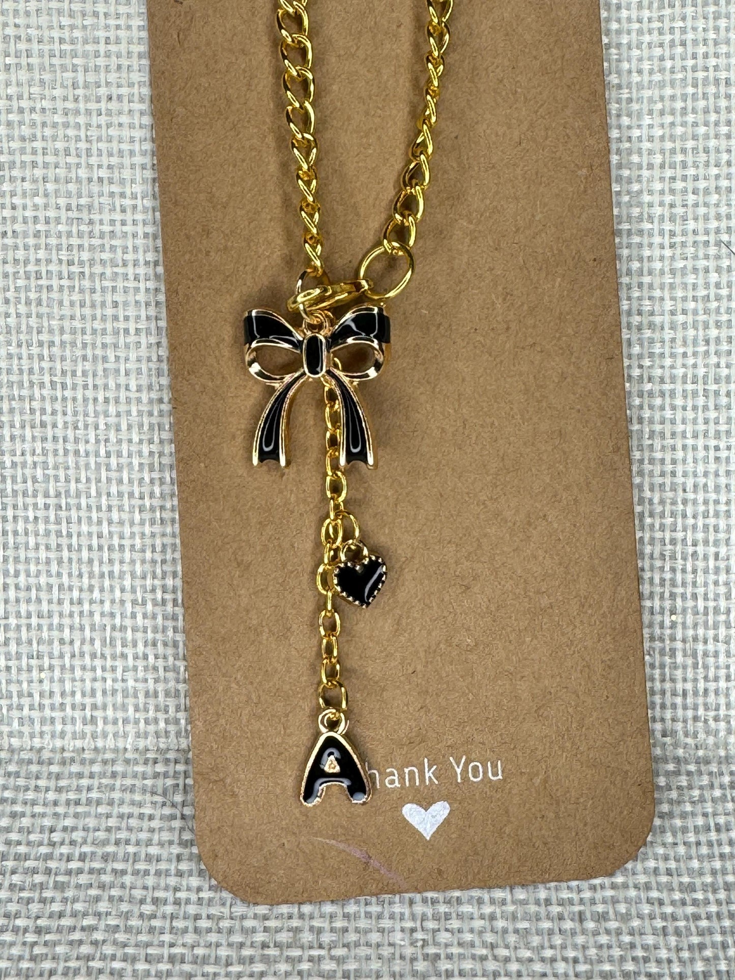 Enamel Tumbler Handle Charms in Black: Bow, Heart, Initial - Camino, Stanley, Yeti Compatible