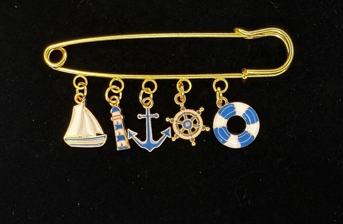 Anchors Away Nautical Pin Brooch – Kilt Pin Collection | Gift for Her | Hat Pin | Bag Pin