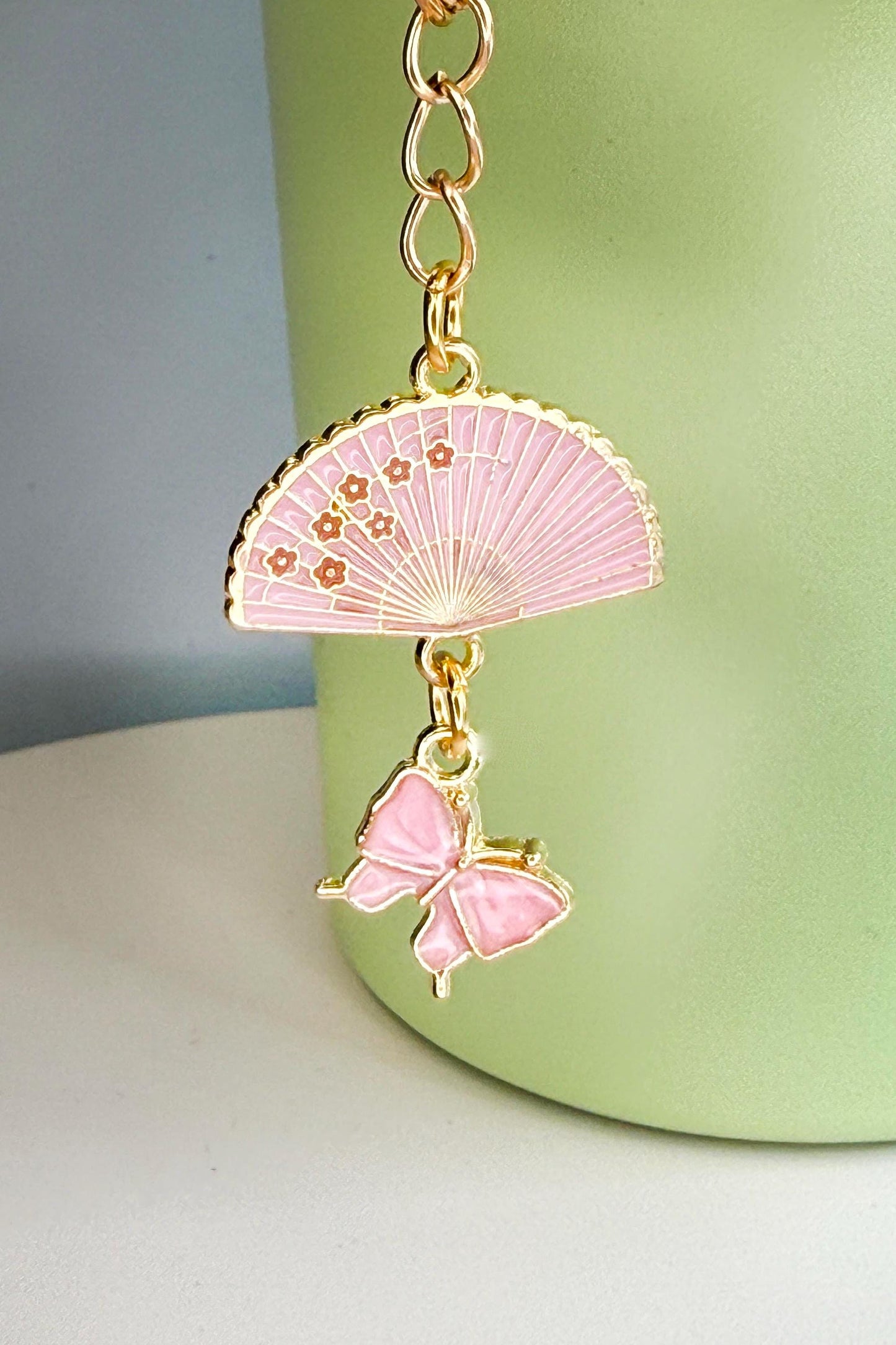 Fan and Butterfly Enamel Charms for Stanley Tumbler, Quencher, Gift for girls, Olivia Rodrigo