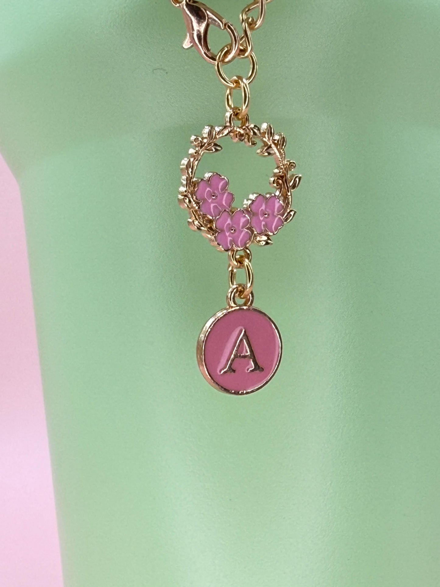 Enamel Flower Wreath Tumbler Charm β Elegant Stanley Cup Accessories, Gold Chain Bow & Heart, Gift for Her Olivia Rodrigo
