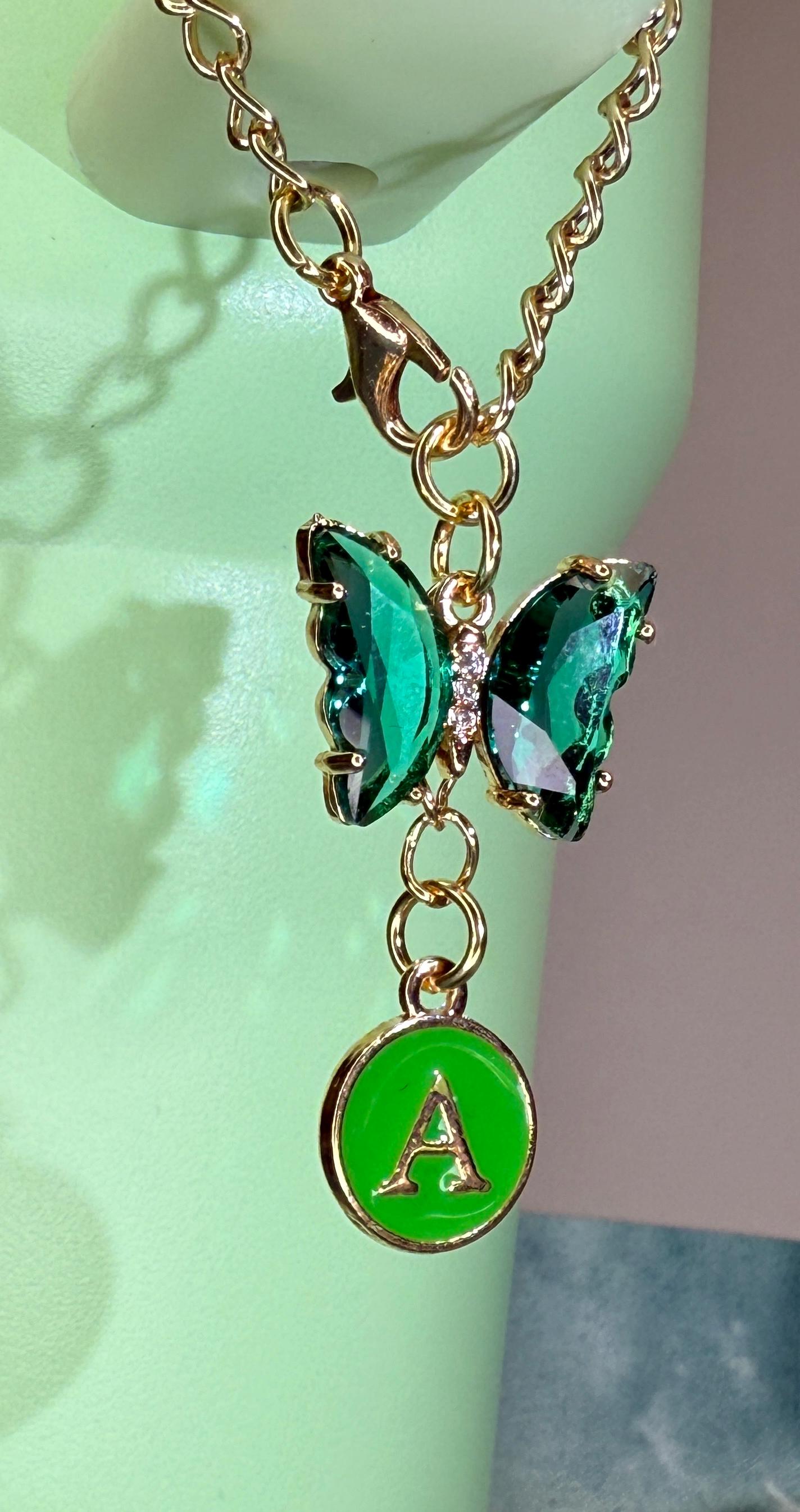 Crystal Butterfly & Initial Tumbler Charm – Personalized Gold Chain, Aesthetic Stanley Cup Accessory, 8 Colors Available Olivia Rodrigo