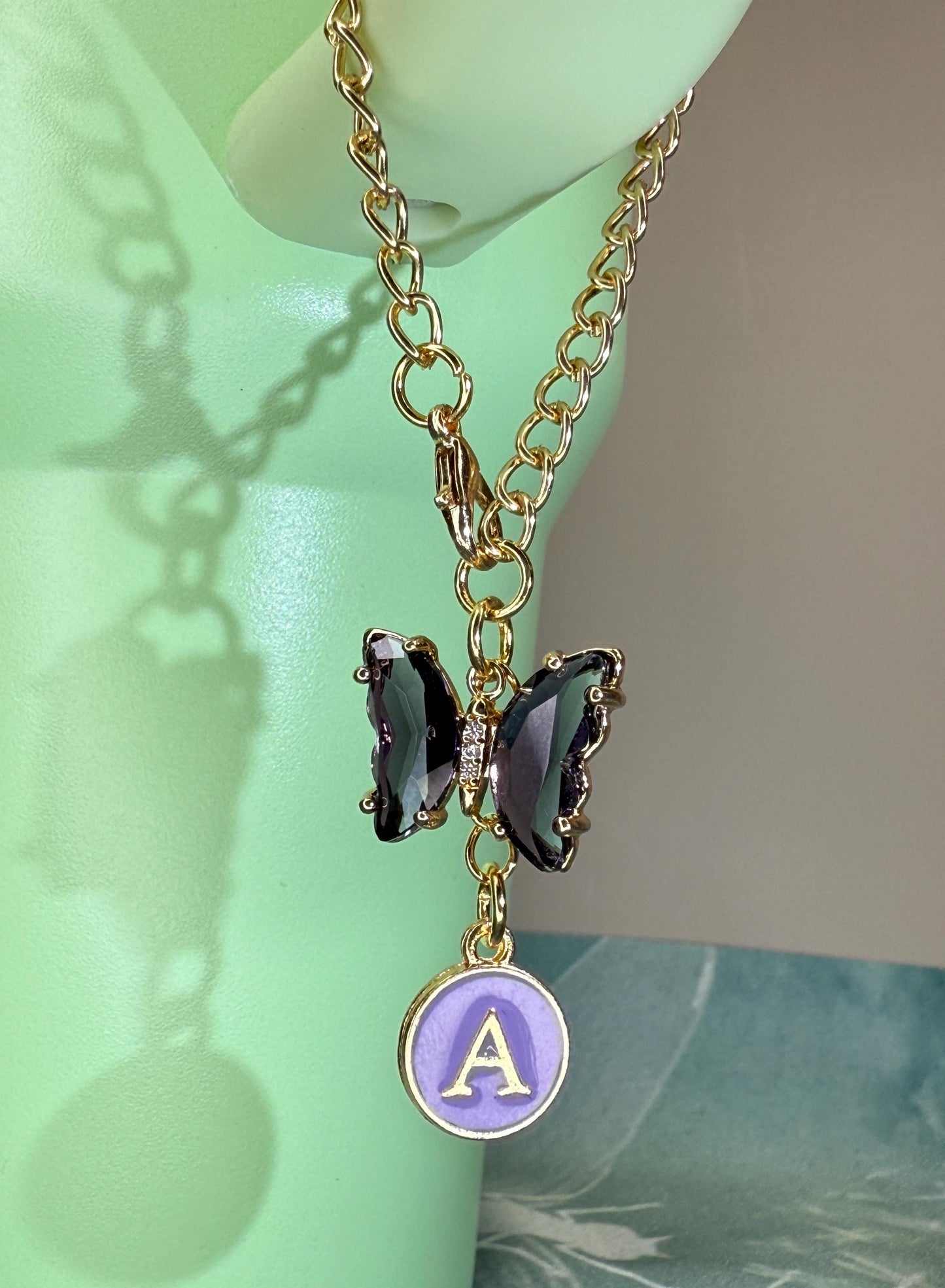 Crystal Butterfly & Initial Tumbler Charm – Personalized Gold Chain, Aesthetic Stanley Cup Accessory, 8 Colors Available Olivia Rodrigo