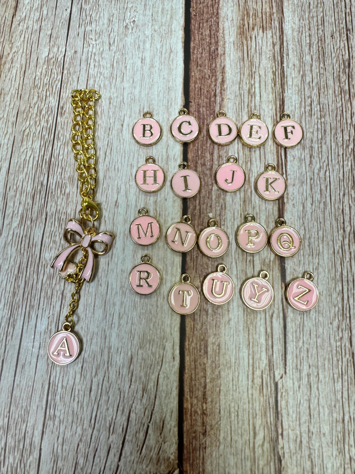 Pink Enamel Tumbler Charm: Gold Initial Chain, Stanley Cup Accessory