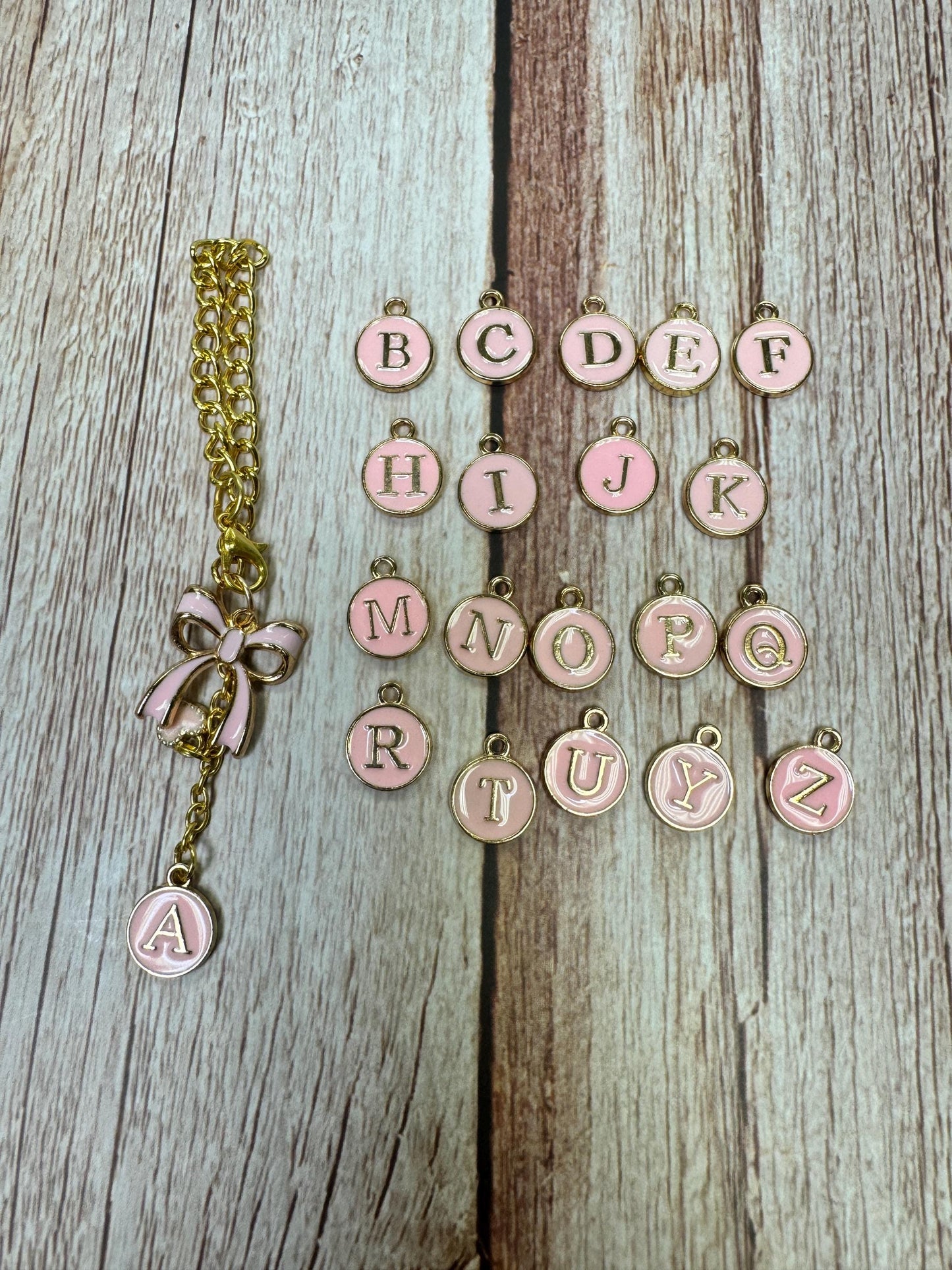 Pink Enamel Tumbler Charm: Gold Initial Chain, Stanley Cup Accessory