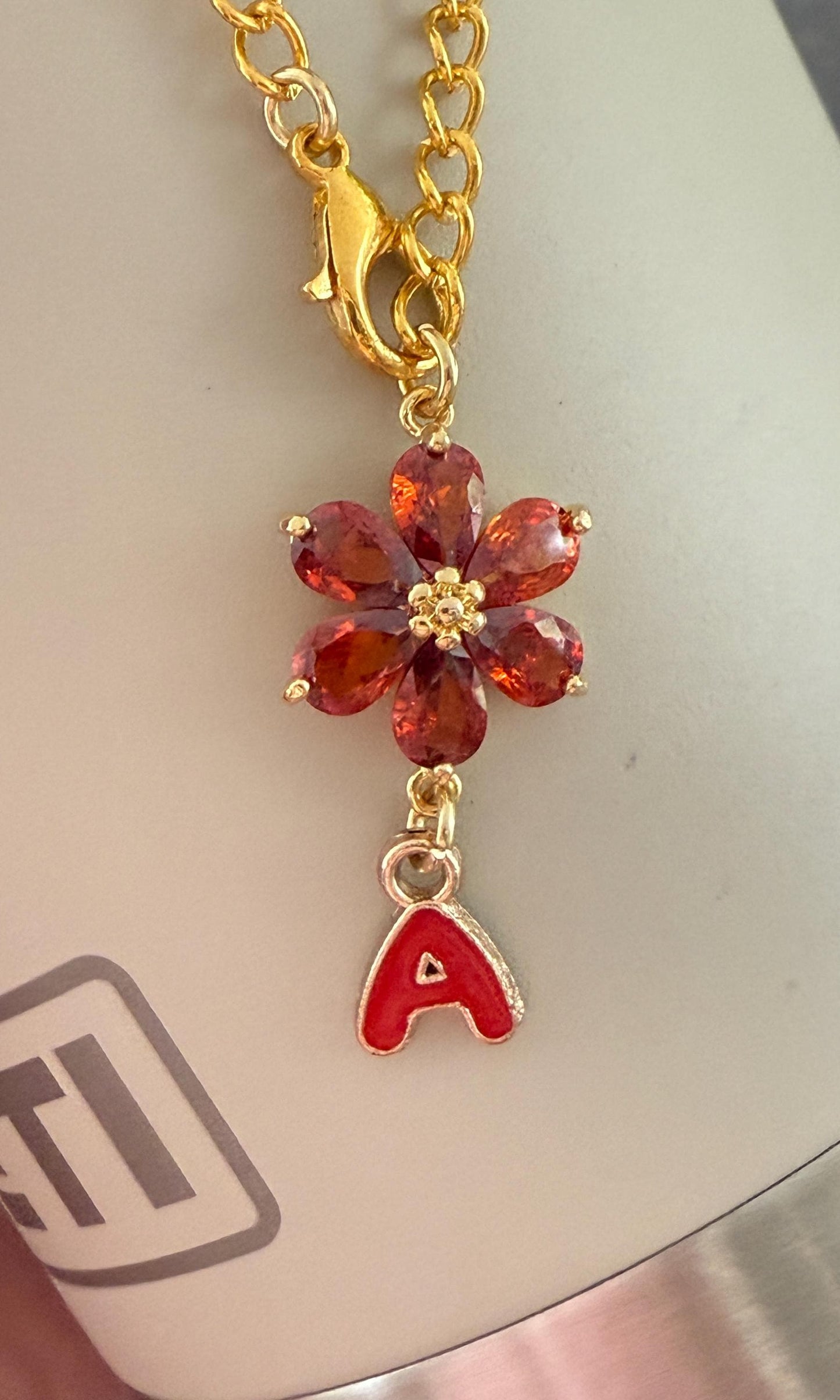 Personalized Glass Flower Tumbler Charm: Custom Initial Gold Clip