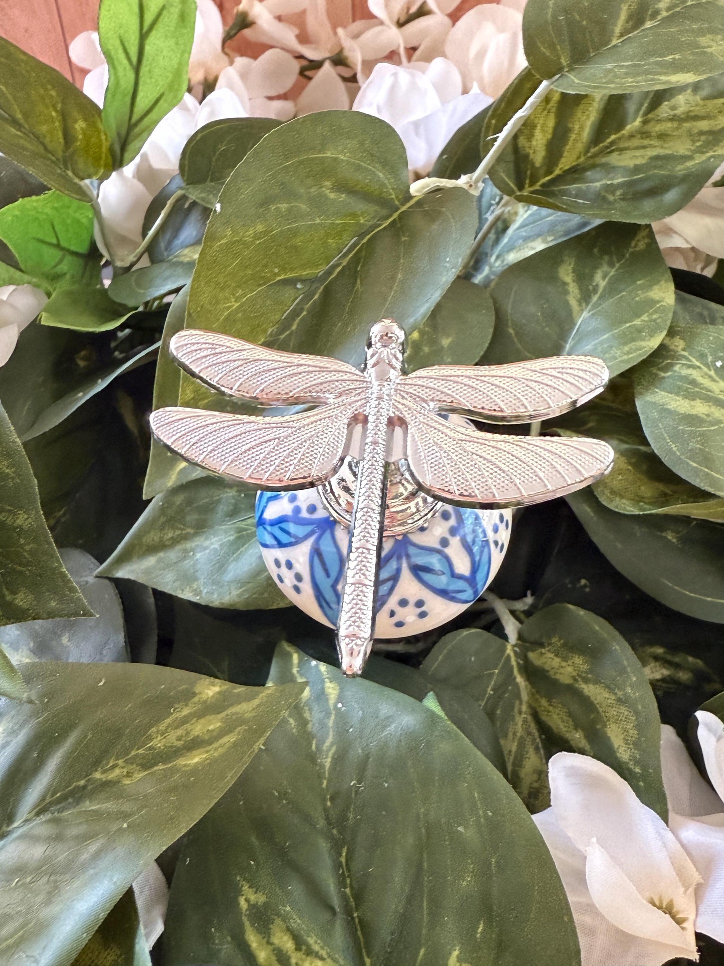 Bug Garden Suncatcher Stakes – 10” Beaded Plant Decor with Ceramic and metal bug topper