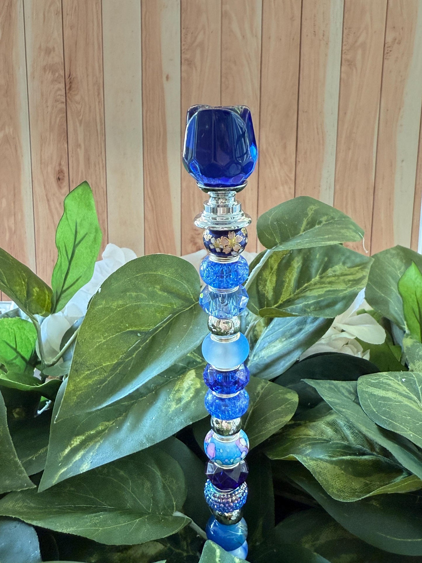 Mini Rose Garden Suncatcher Stakes – 10 Beaded Plant Decor with Glass Rose Topper