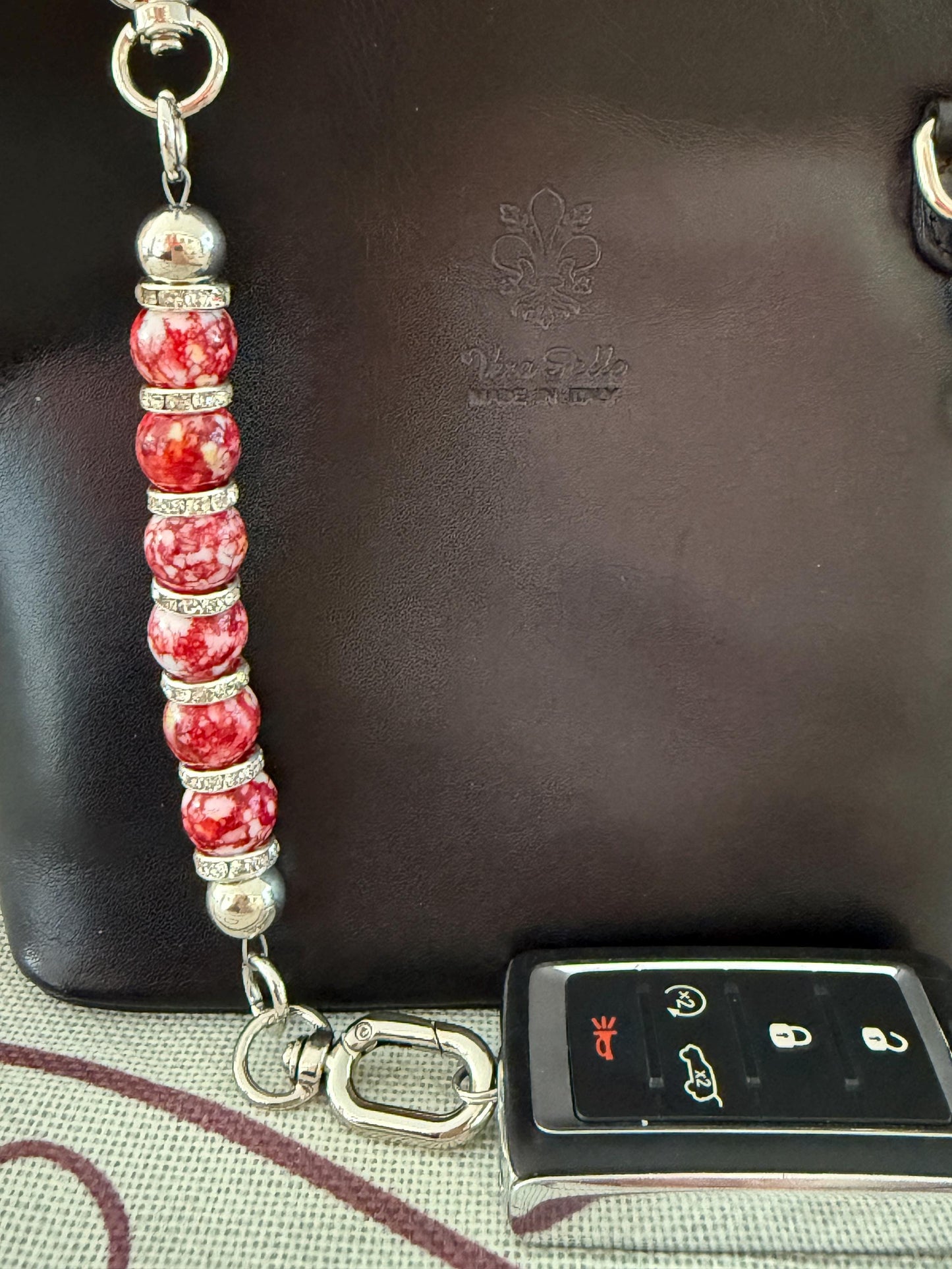 Keyfob Purse Clip | 14 mm Acrylic Beads with Silver Hardware | Convertible Wristlet & Purse Décor