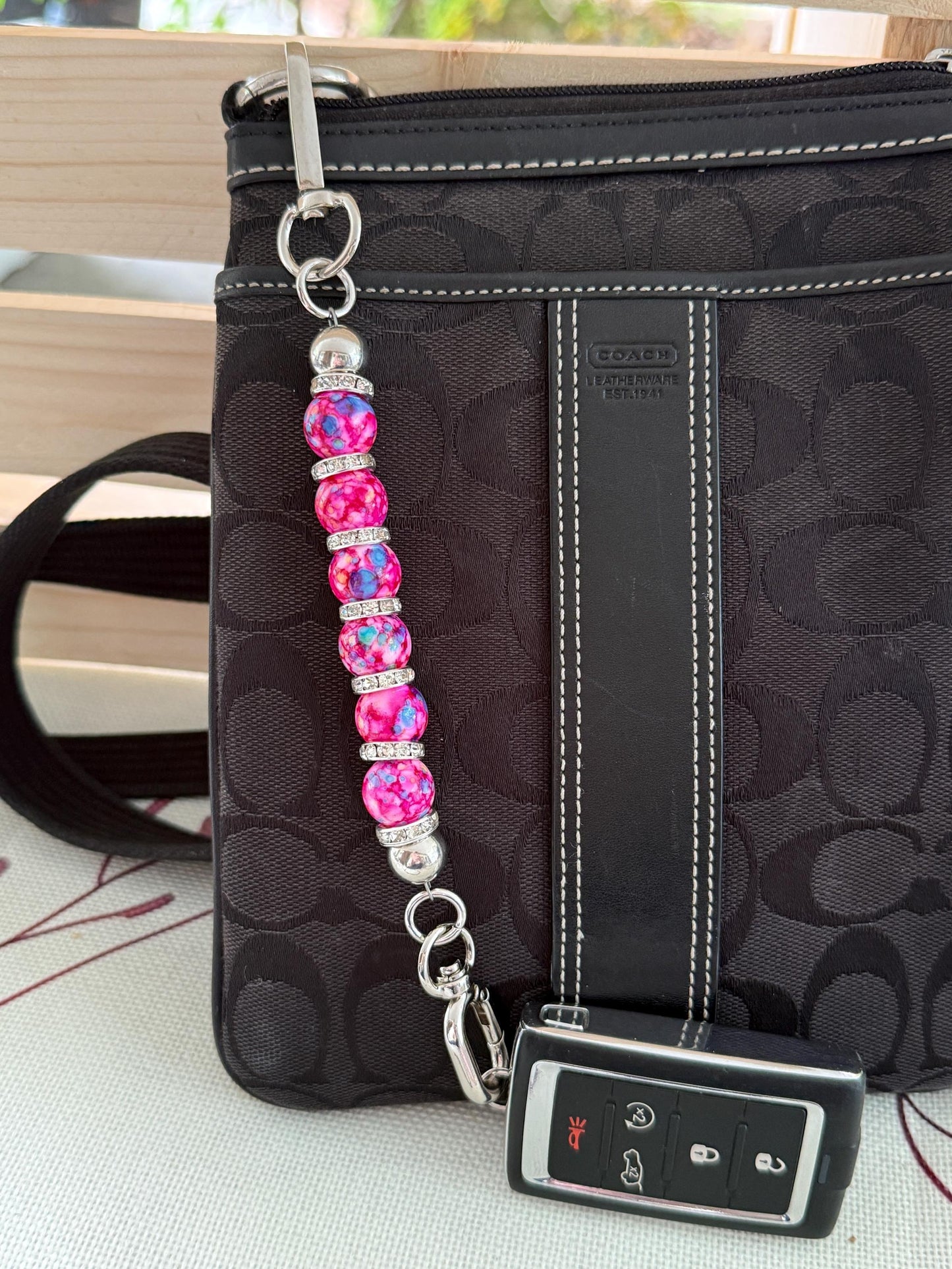 Beaded Purse Key Finder: Handmade Handbag Charm Jewelry