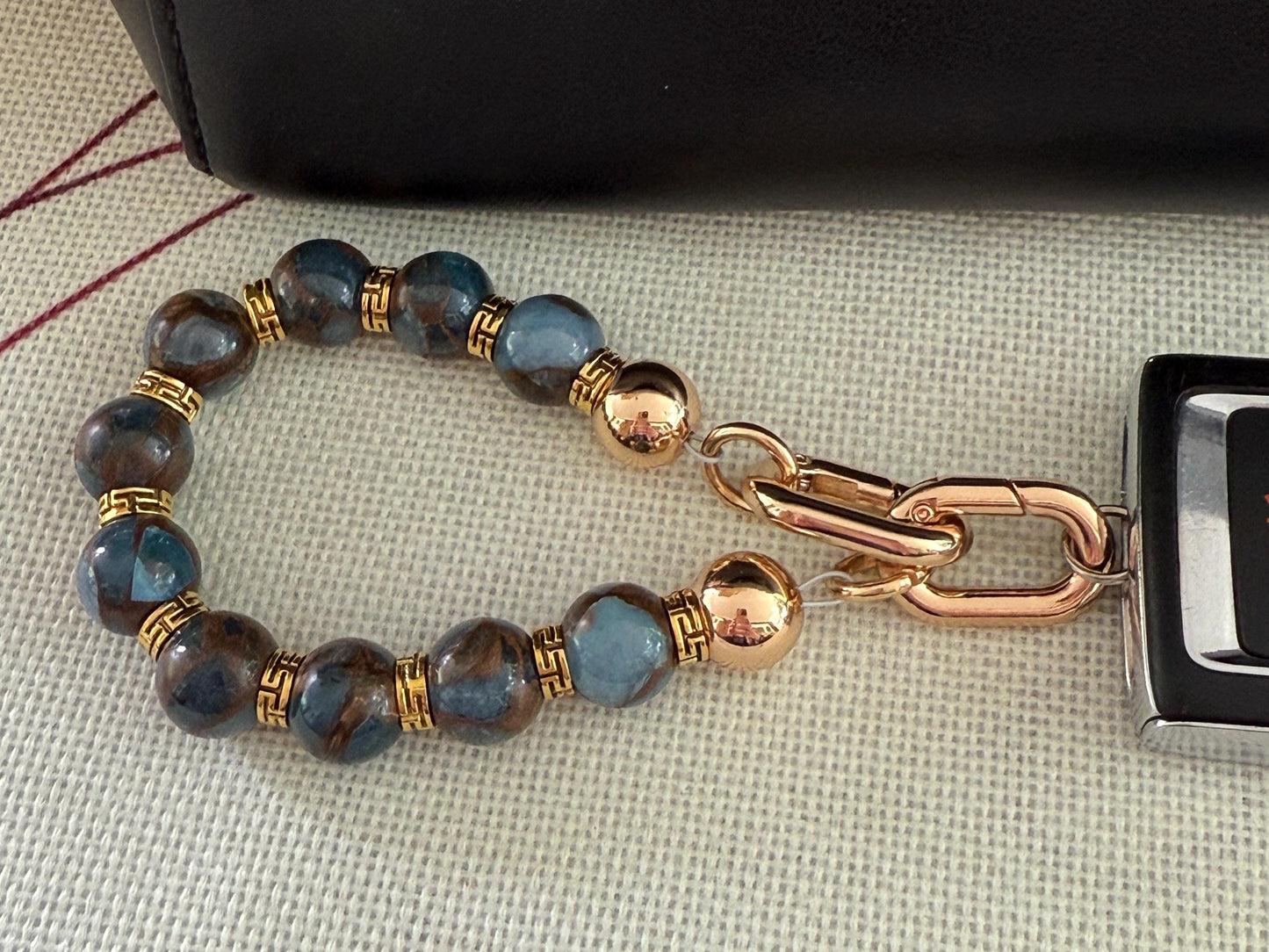 Gem Stone Beaded Purse Key Finder: Handmade Handbag Charm Jewelry