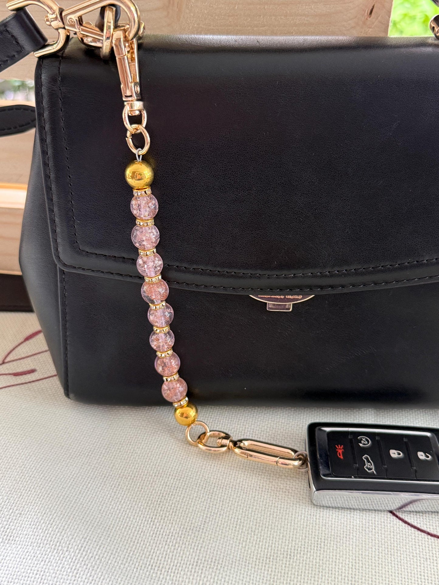 Glass Beaded Purse Key Finder: Handmade Handbag Charm Jewelry