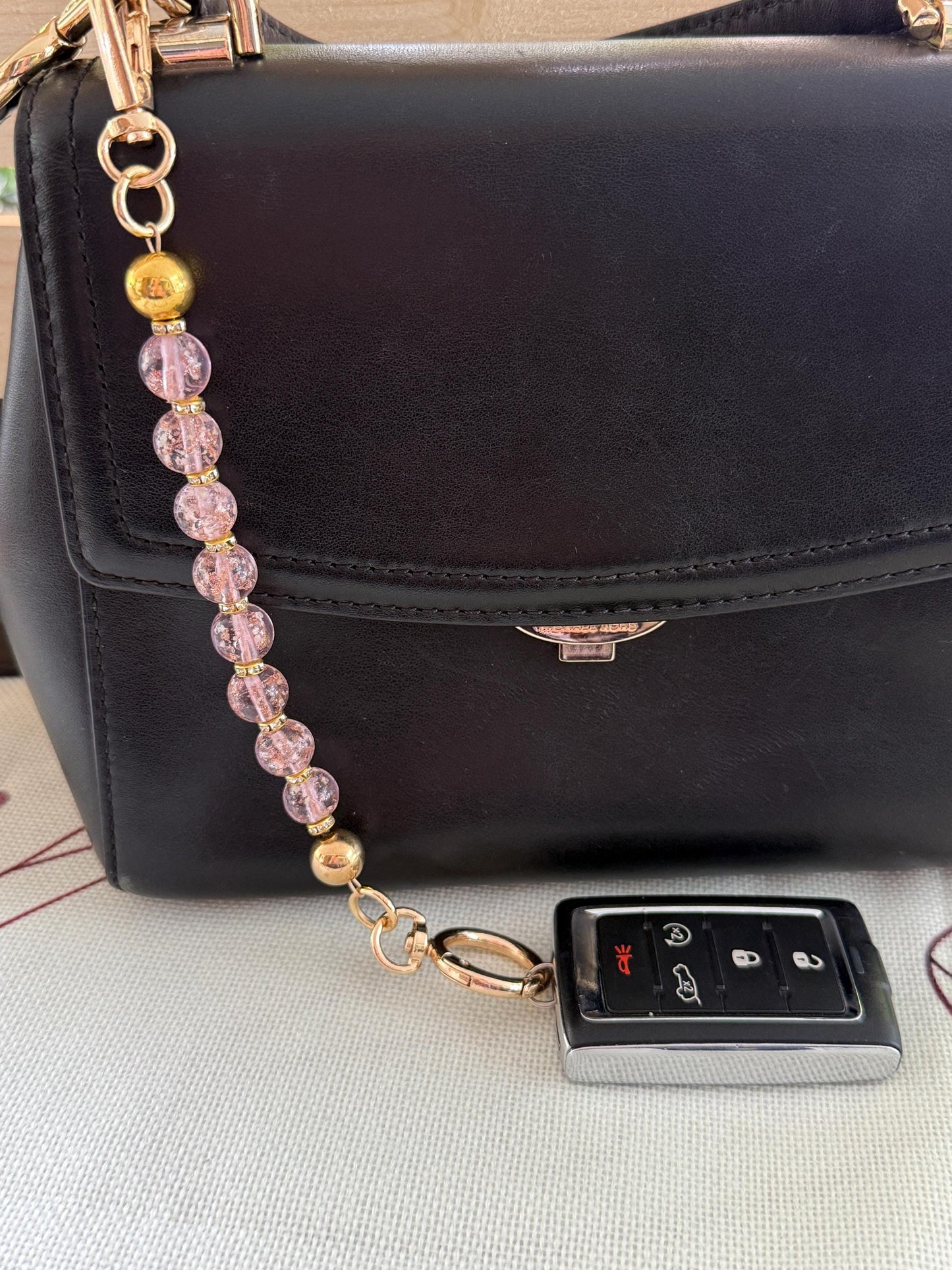 Glass Beaded Purse Key Finder: Handmade Handbag Charm Jewelry