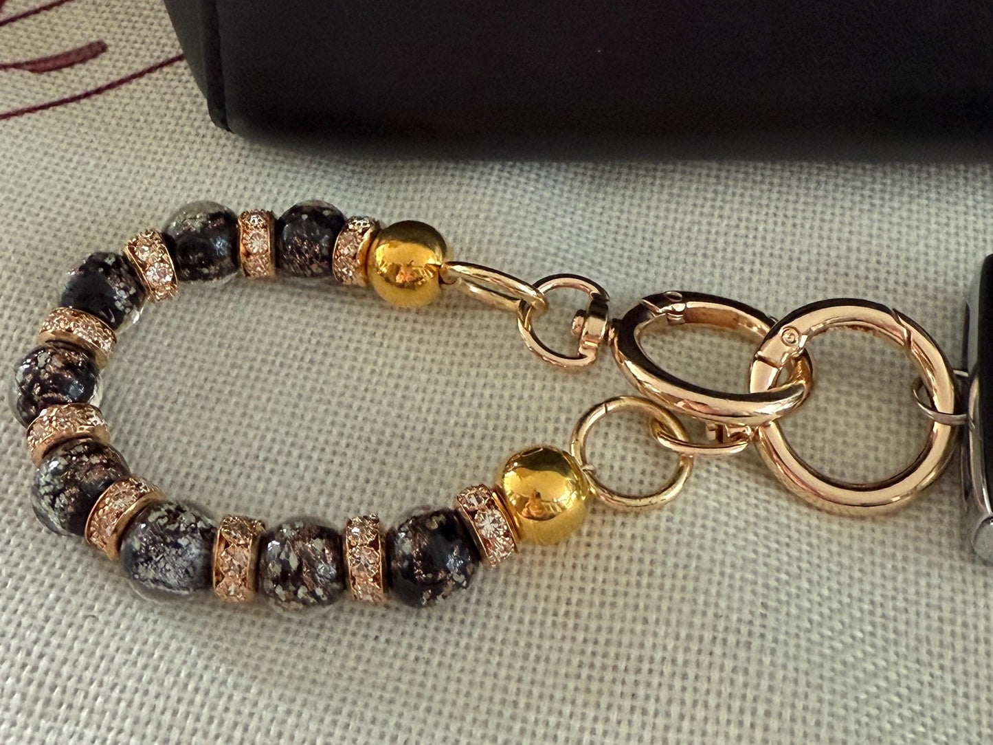 Glass Beaded Purse Key Finder: Handmade Handbag Charm Jewelry