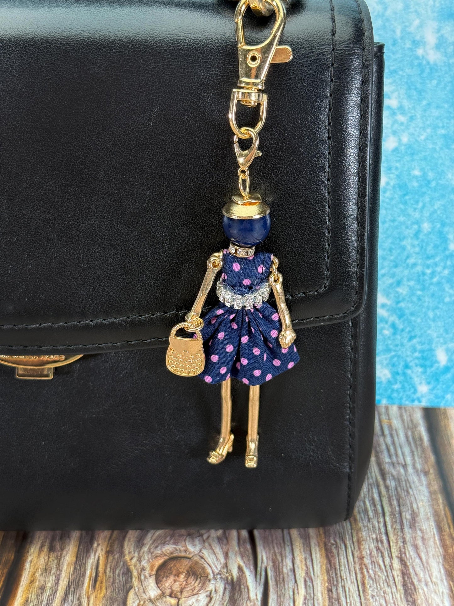 Bijou Dolls | Gold-Plated Fashion Figurine Purse Charm | Collectible Bag Jewelry