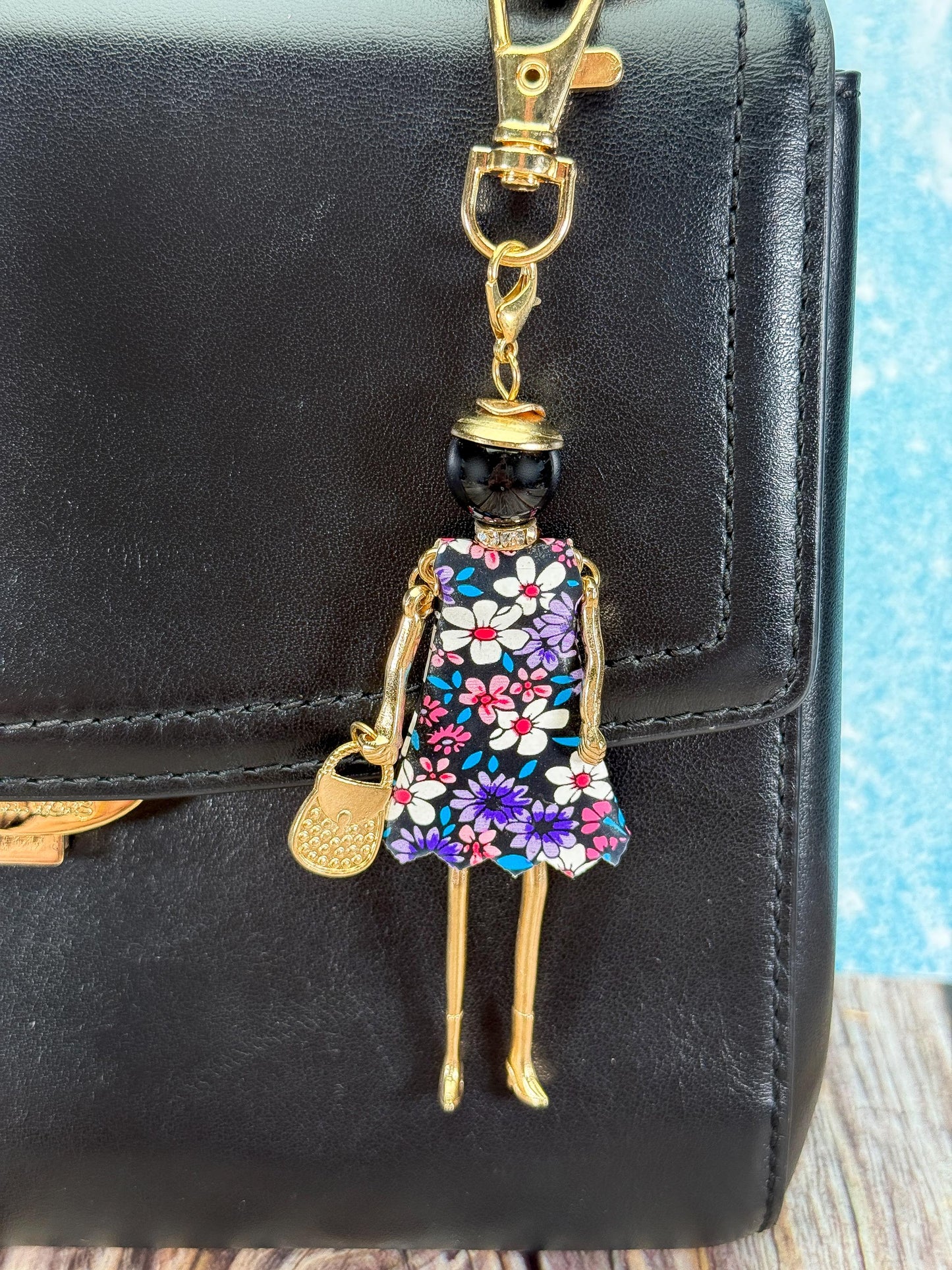 Bijou Dolls | Gold-Plated Fashion Figurine Purse Charm | Collectible Bag Jewelry
