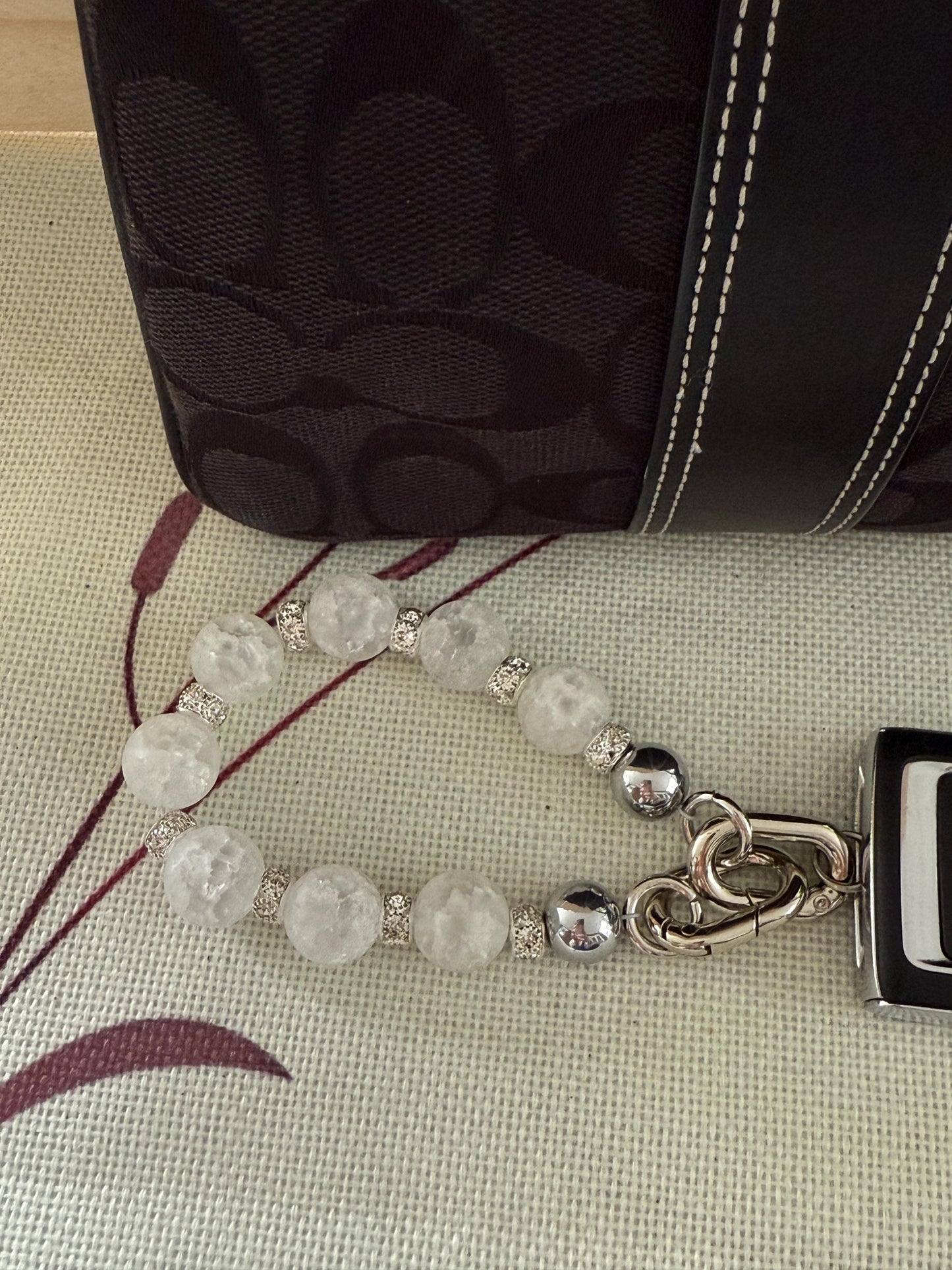 Gem Stone Beaded Purse Key Finder: Handmade Handbag Charm Jewelry