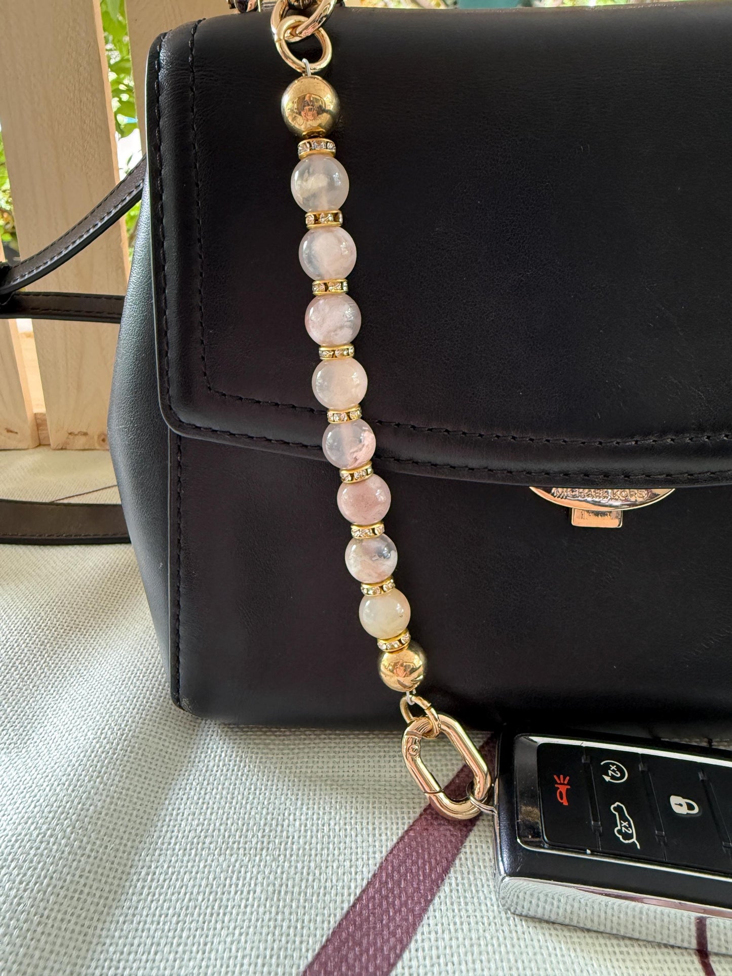 Gem Stone Beaded Purse Key Finder: Handmade Handbag Charm Jewelry