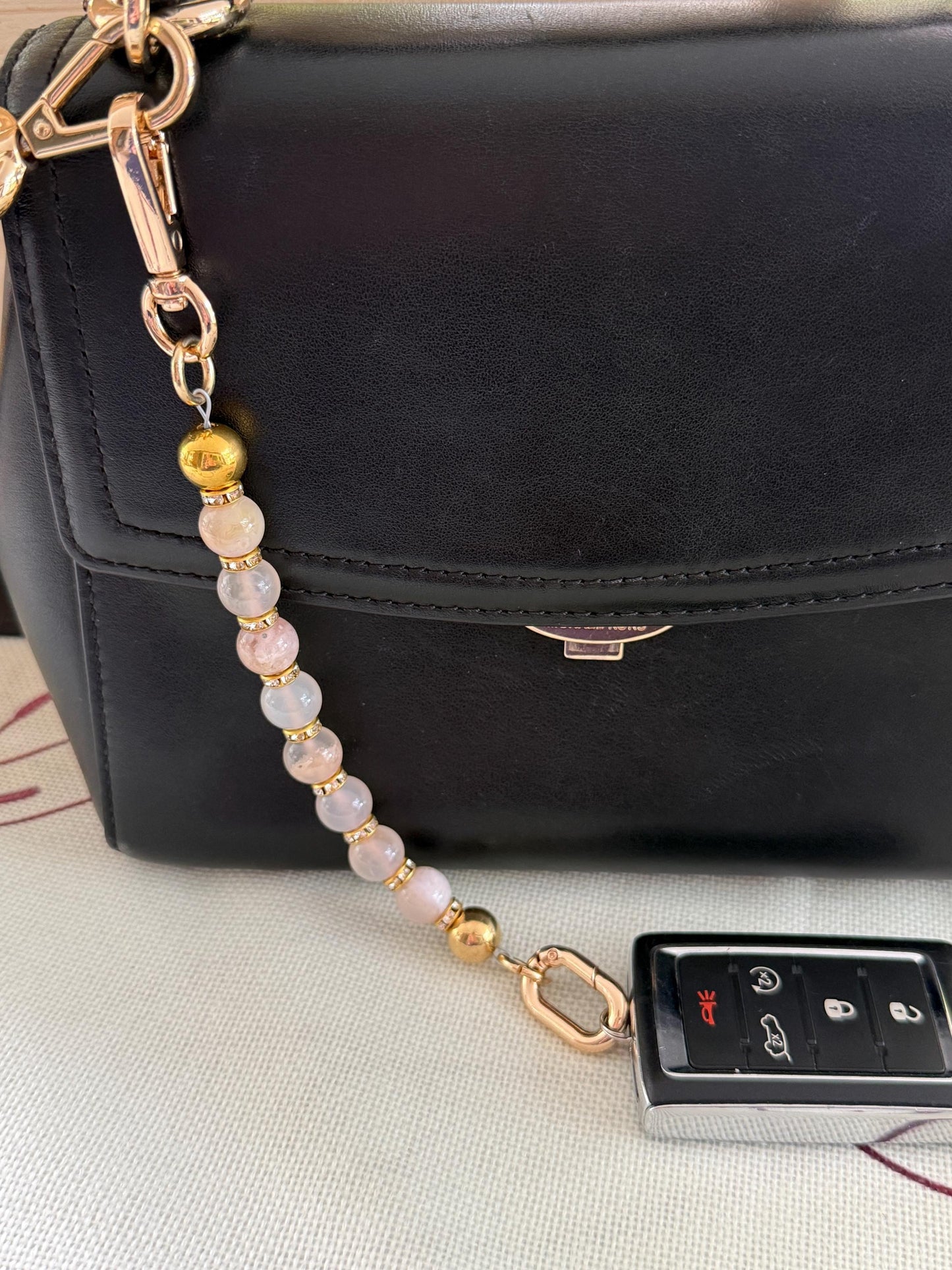 Gem Stone Beaded Purse Key Finder: Handmade Handbag Charm Jewelry