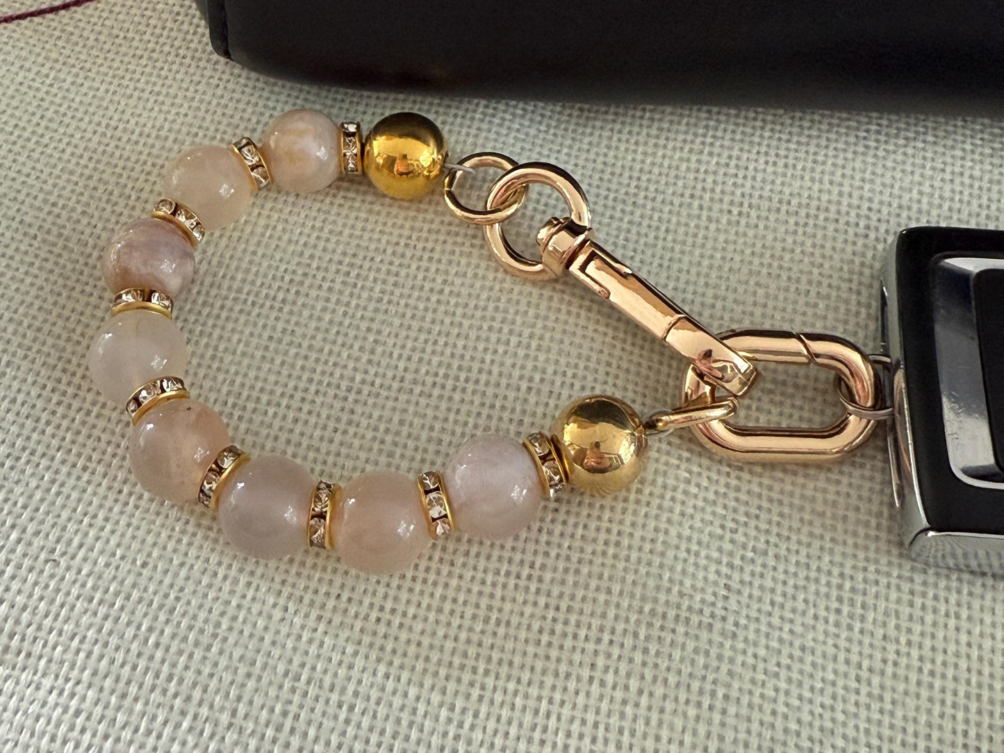 Gem Stone Beaded Purse Key Finder: Handmade Handbag Charm Jewelry