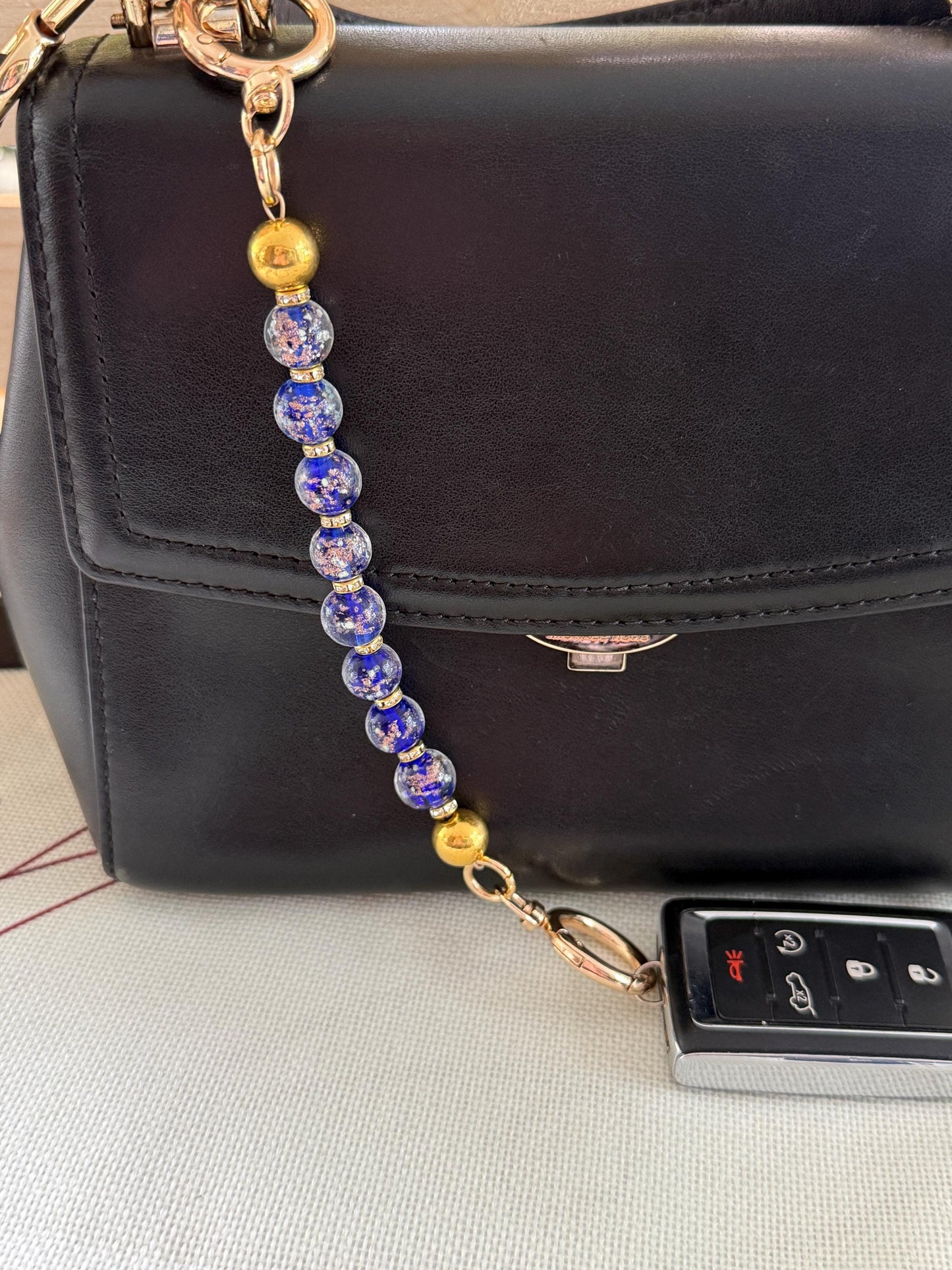 Glass Beaded Purse Key Finder: Handmade Handbag Charm Jewelry