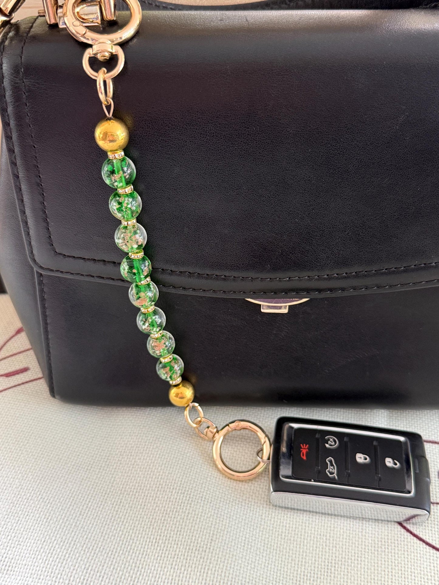 Glass Beaded Purse Key Finder: Handmade Handbag Charm Jewelry