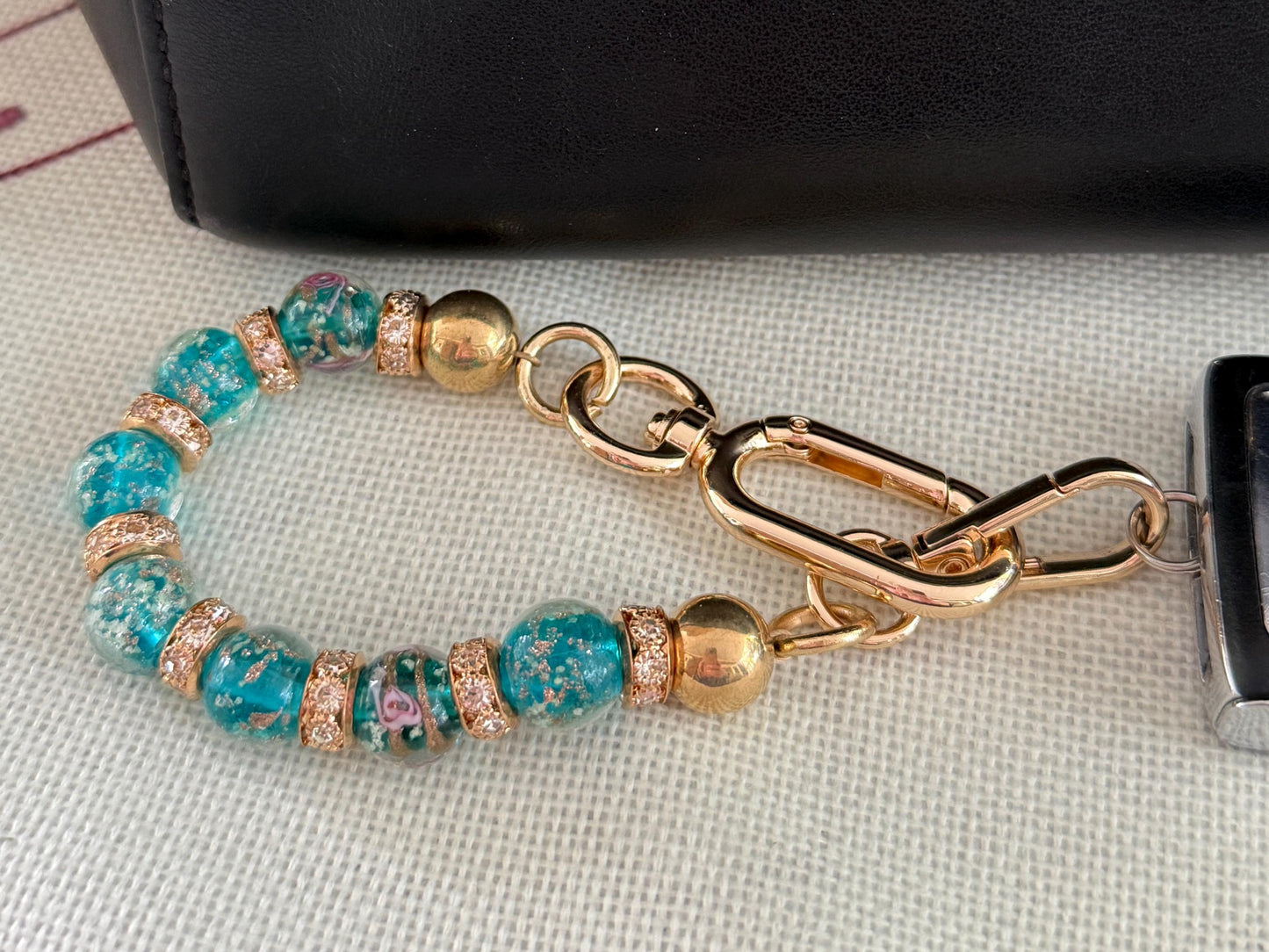 Glass Beaded Purse Key Finder: Handmade Handbag Charm Jewelry