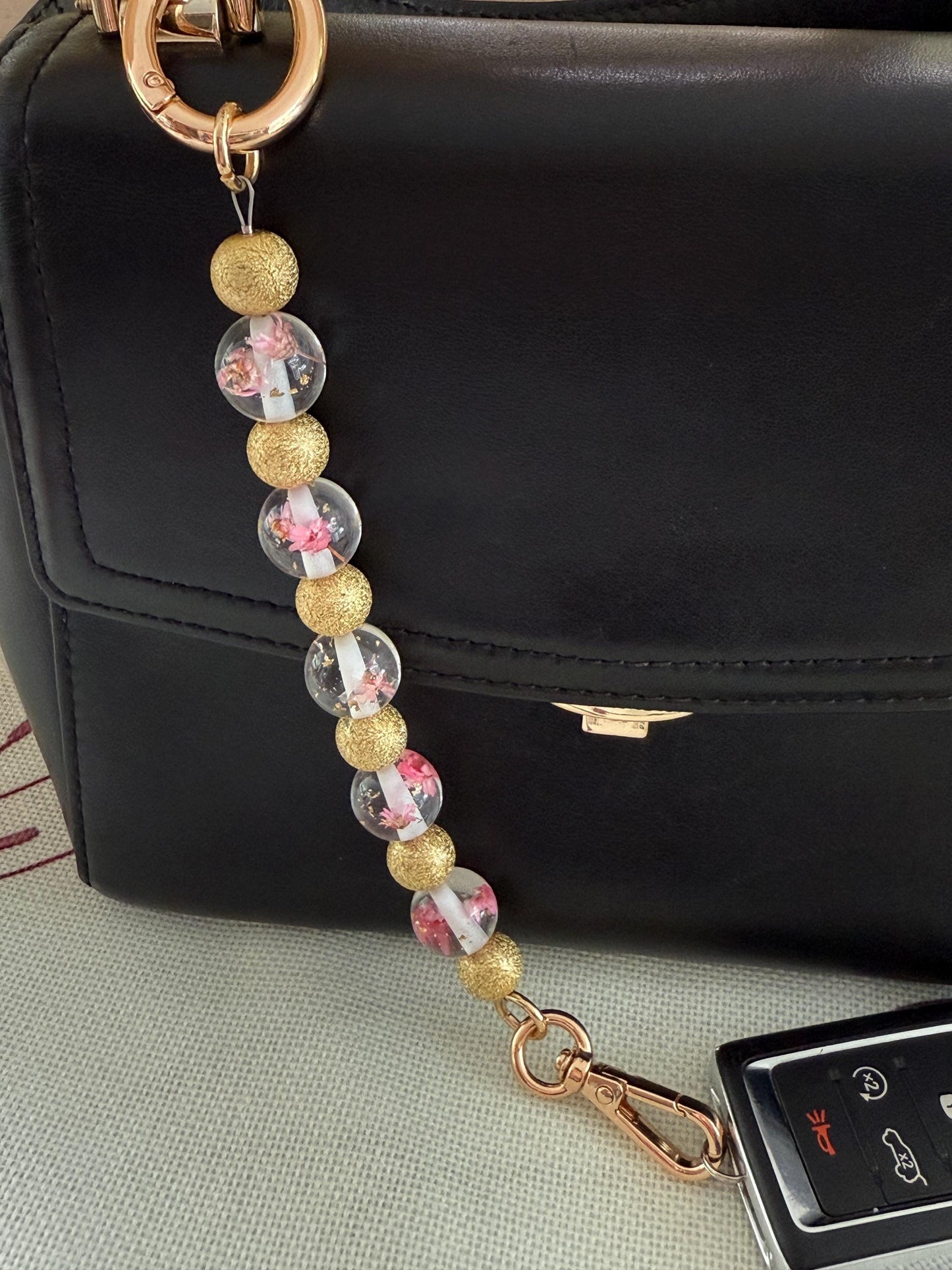 Keyfob Purse Clip | 14 mm Acrylic Beads | Convertible Wristlet & Bag Accent