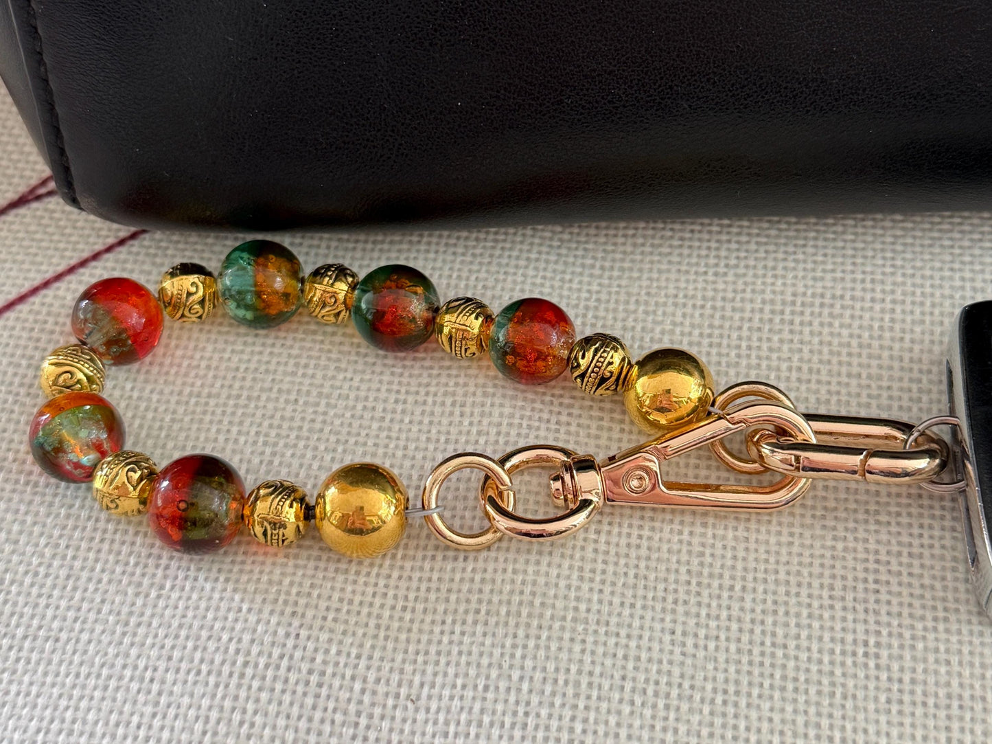 Glass Beaded Purse Key Finder: Handmade Handbag Charm Jewelry