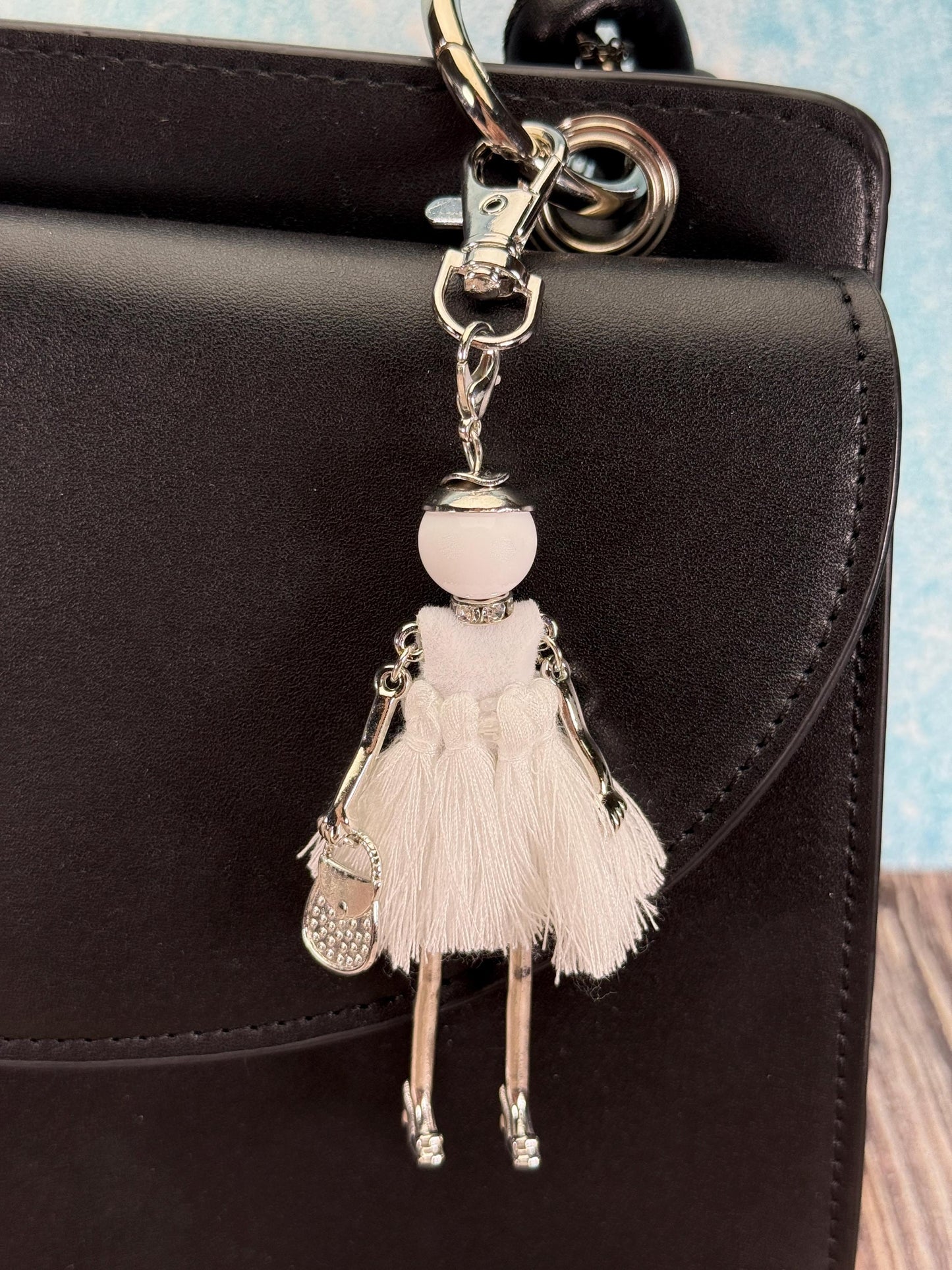 Bijou Doll Purse Charm – Silver Figurine Keychain | Collectible Bag Jewelry | Fashion Accessory, Gift for Her Handbags, Purses, Camino