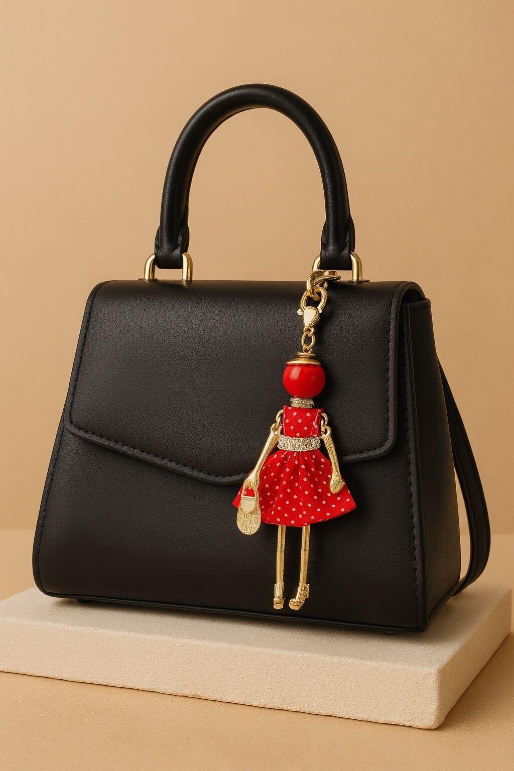 Bijou Dolls | Gold-Plated Fashion Figurine Purse Charm | Collectible Bag Jewelry