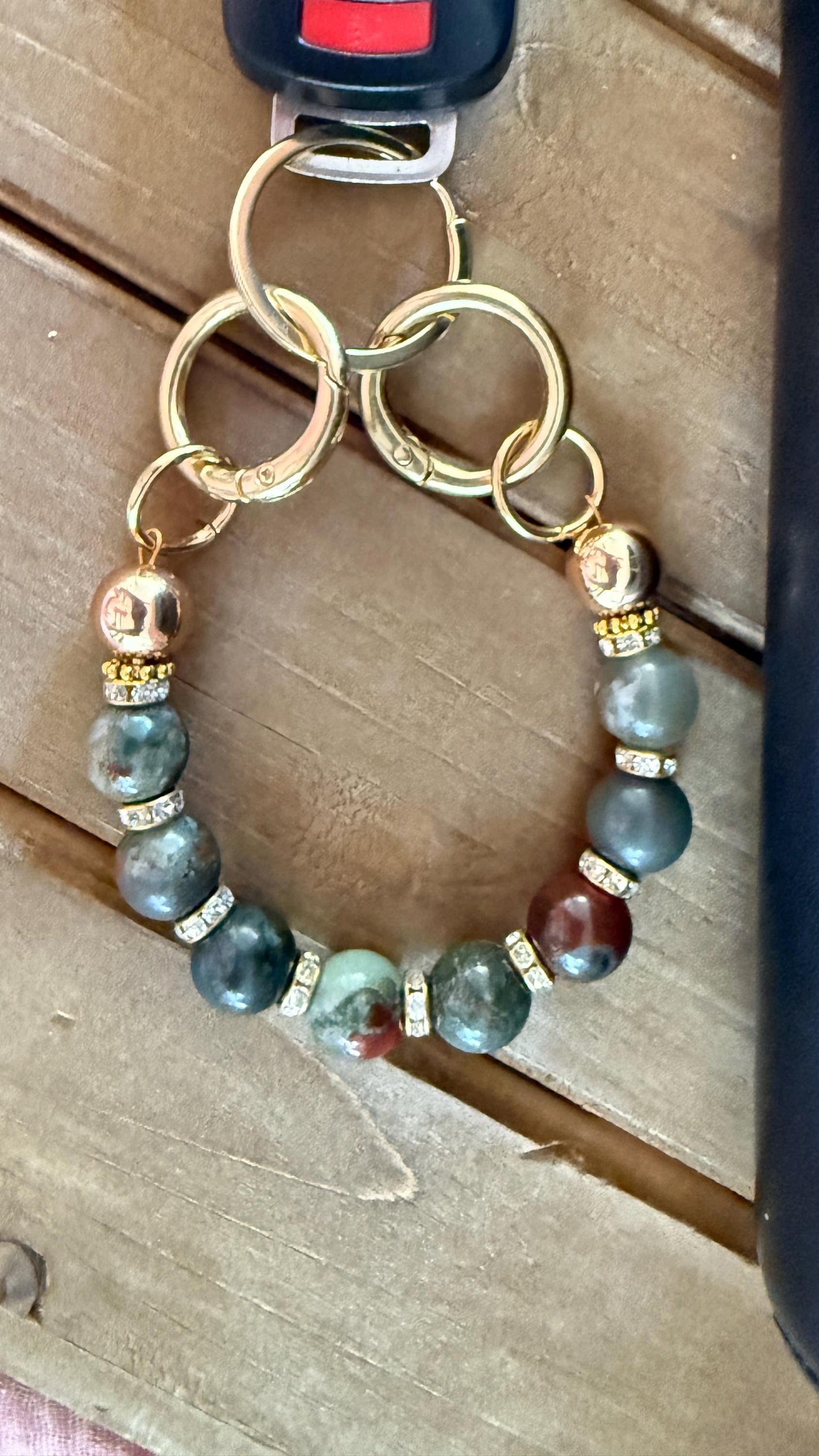 Keyfob Purse Clip | Convertible Gemstone Wristlet & Bag Accent | 12 mm Gemstone Beads