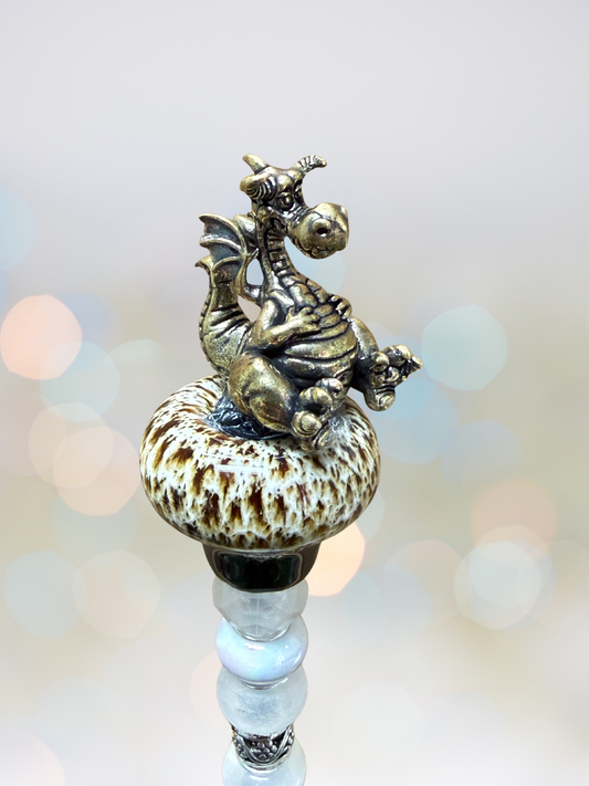 Fairy Garden Suncatcher Stakes | Ceramic Dragon Chubby White