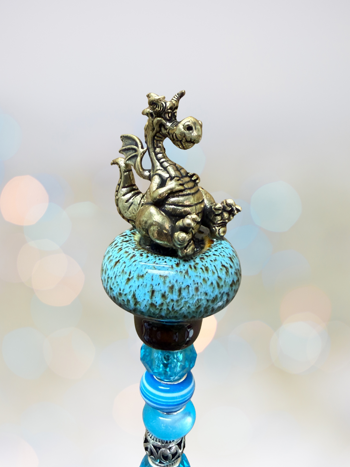 Fairy Garden Suncatcher Stakes | Ceramic Dragon Chubby Blue