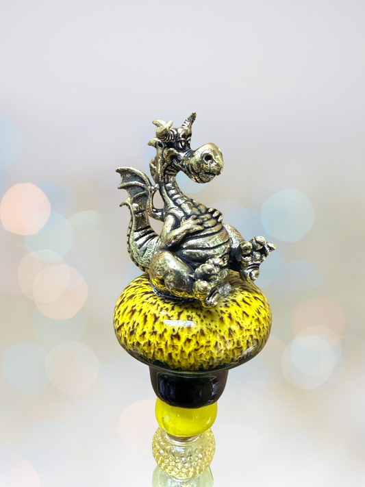 Fairy Garden Suncatcher Stakes | Ceramic Dragon Chubby Yellow