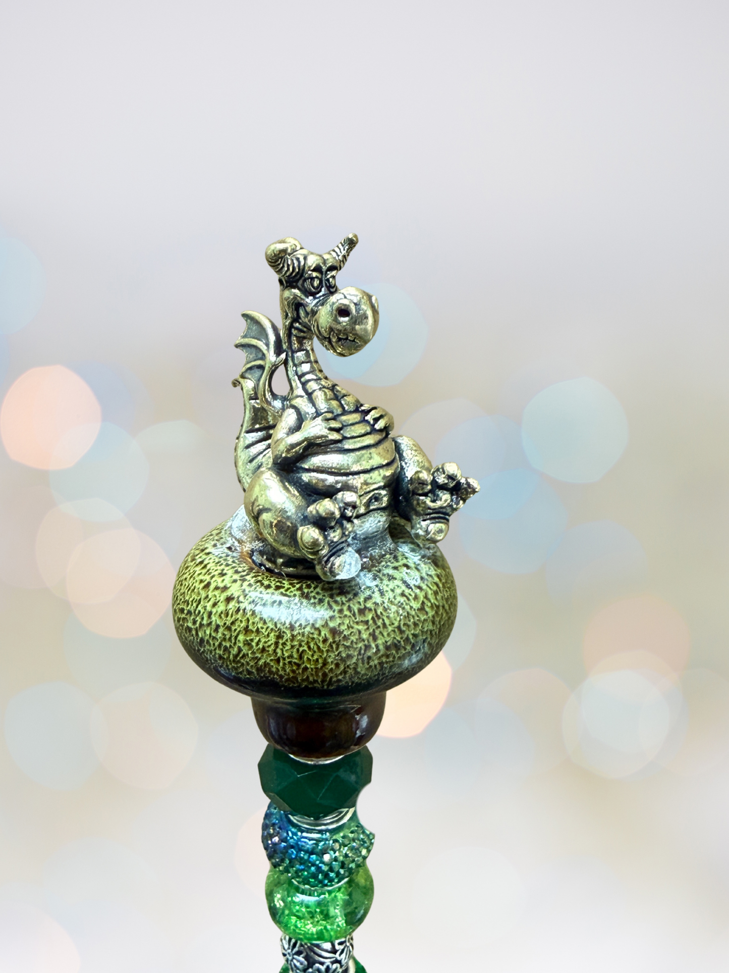 Fairy Garden Suncatcher Stakes | Ceramic Dragon Chubby Green