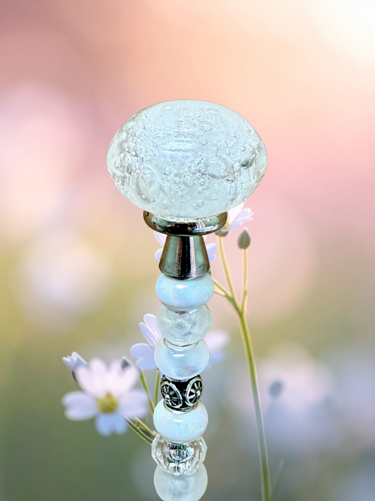 Fairy Garden Suncatcher Stakes | Bubble Glass Oval White
