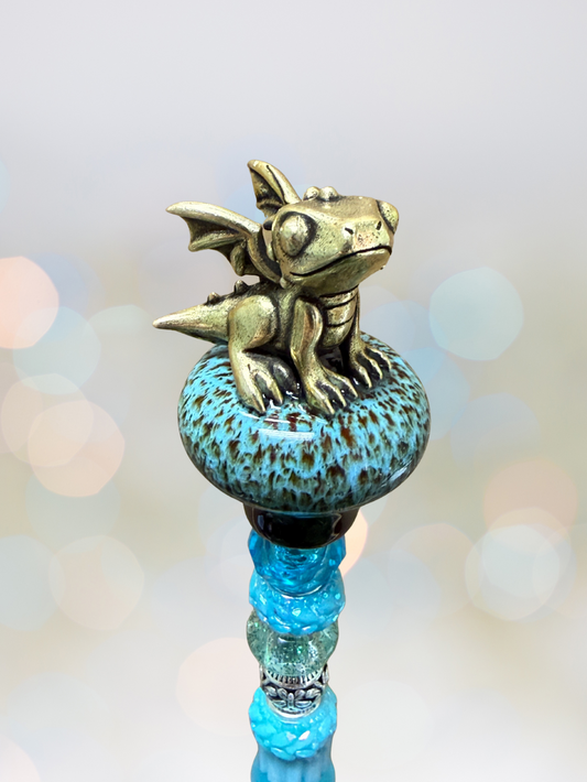 Fairy Garden Suncatcher Stakes | Ceramic Dragon Dave Blue